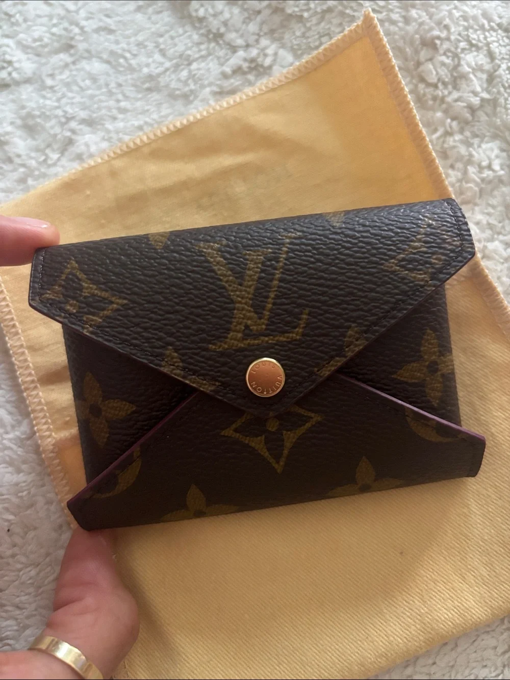 Louis Vuitton Monogram Envelope Card Case in Brown with Gold Hardware Small